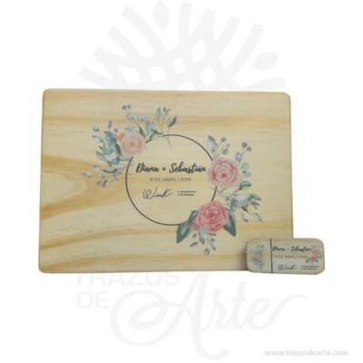 Caja para fotos en madera con pendrive USB personalizado