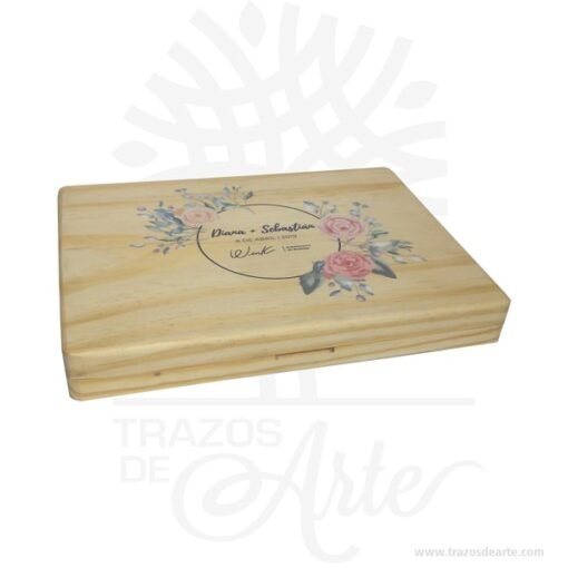 Caja para fotos en madera con pendrive USB personalizado