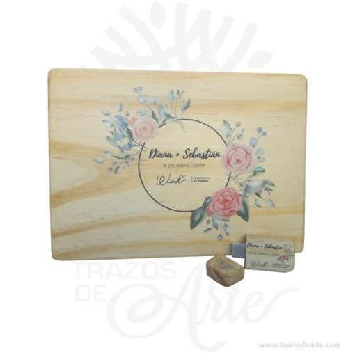 Caja para fotos en madera con pendrive USB personalizado
