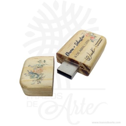 Caja para fotos en madera con pendrive USB personalizado