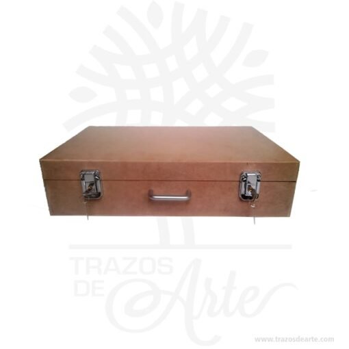 Caja maletín de madera MDF crudo 40 x 25 x 10 cm