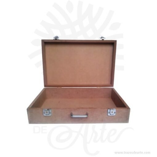Caja maletín de madera MDF crudo 40 x 25 x 10 cm