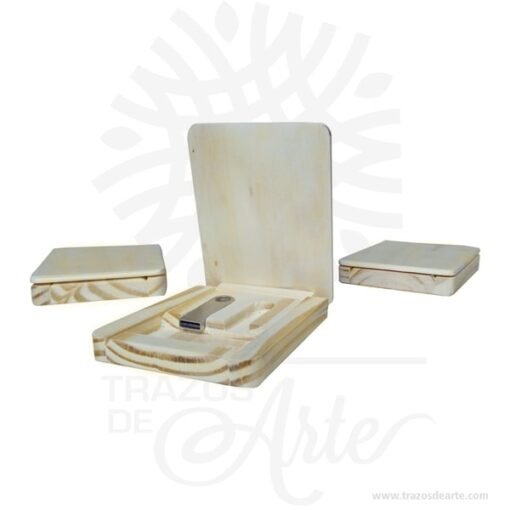 Caja estuche usb de madera