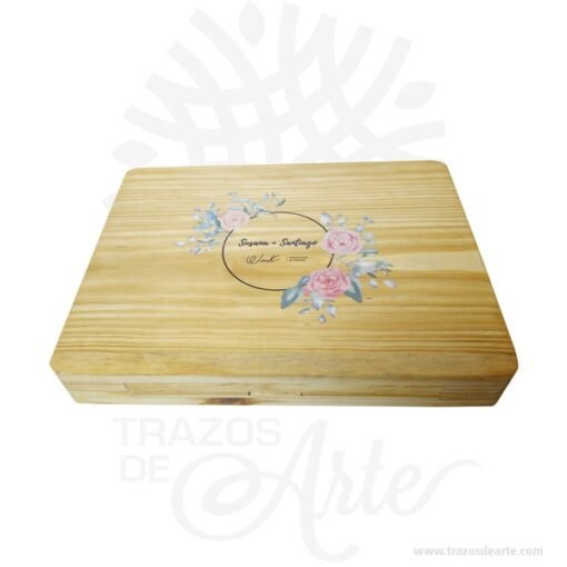 Caja fotógrafo de 26 x 18 x 3 cm en pino con tapa ajuste para personalizar