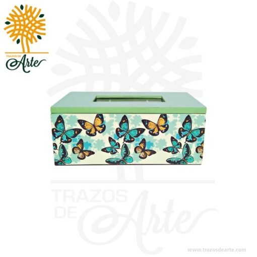 Caja para Té en MDF decorada  23 x 12 x 9 cm