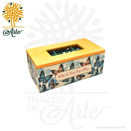 Caja para Té en MDF decorada  23 x 12 x 9 cm