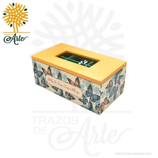 Caja para Té en MDF decorada  23 x 12 x 9 cm