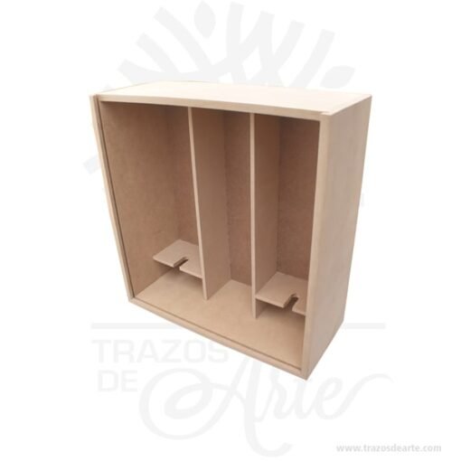 Caja en MDF vino y dos copas
