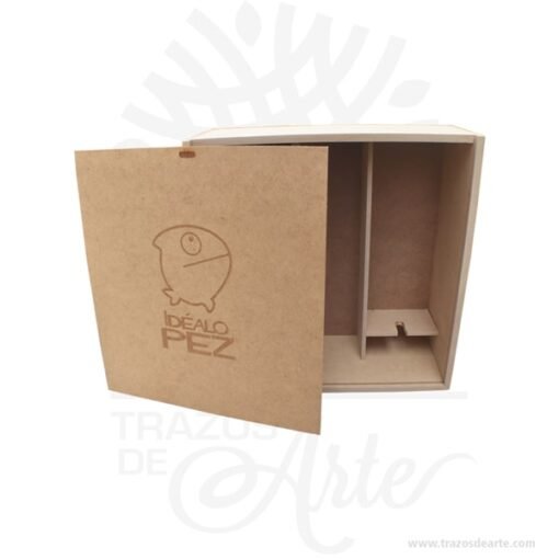 Caja en MDF vino y dos copas