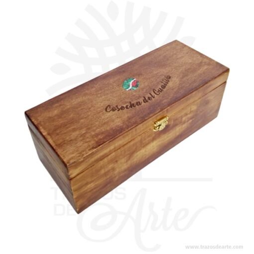 Caja madera de pino y triplex de Okume de 28 x 11 x 11 cm