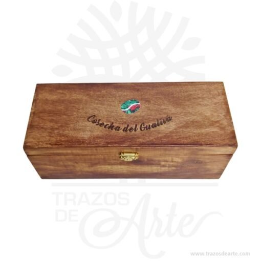 Caja madera de pino y triplex de Okume de 28 x 11 x 11 cm