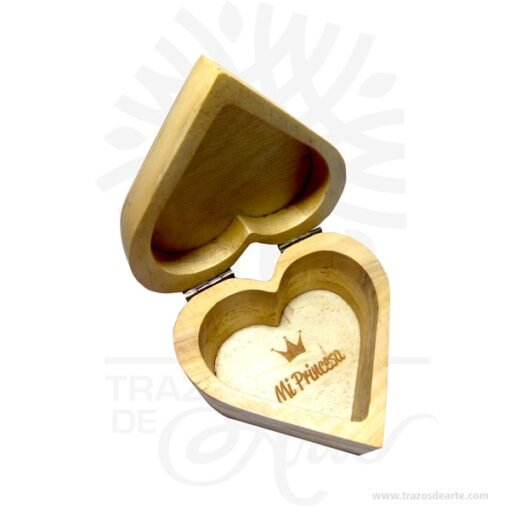 Caja regalo corazón en madera de pino