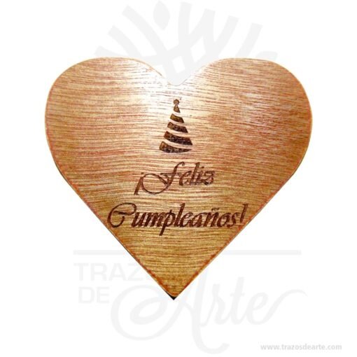 Caja regalo corazón en madera de pino