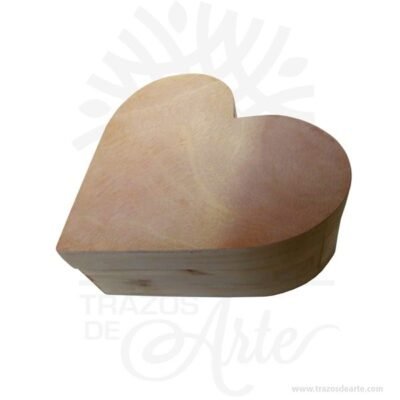 Caja regalo corazón en madera de pino 25 X 25 X 10 cm en crudo