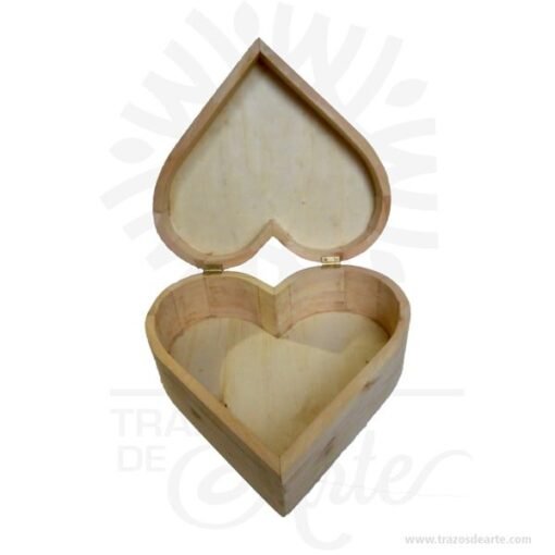 Caja regalo corazón en madera de pino 25 X 25 X 10 cm en crudo