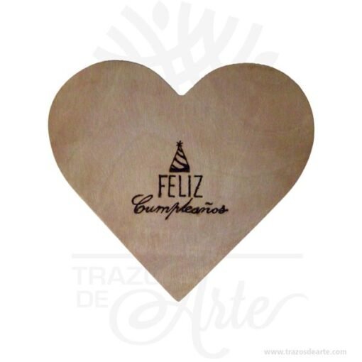 Caja regalo corazón en madera de pino 25 X 25 X 10 cm en crudo