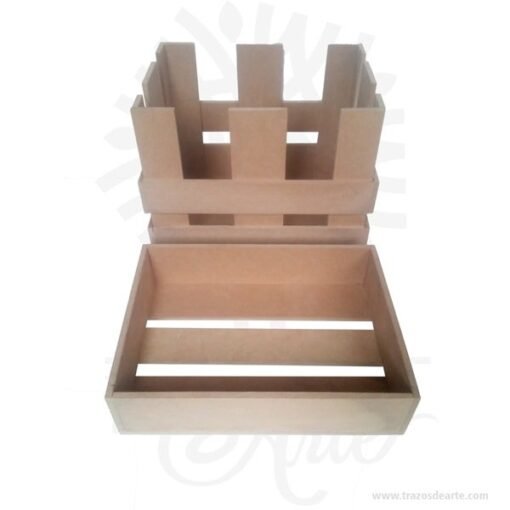 Caja regalo tipo guacal en madera MDF 28 X 20 X 24 cm en crudo