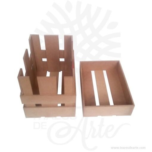 Caja regalo tipo guacal en madera MDF 28 X 20 X 24 cm en crudo