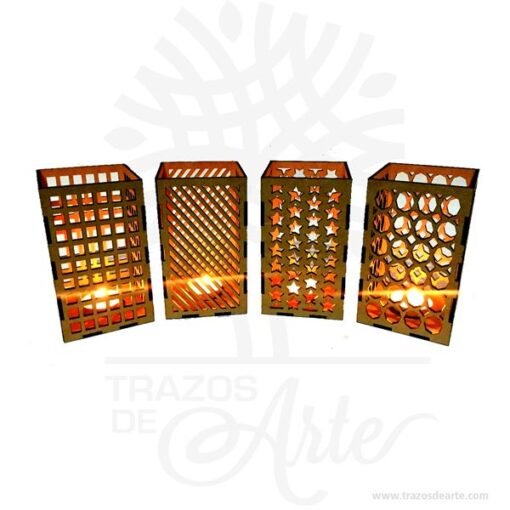 Luminaria Portavelas mini en madera MDF