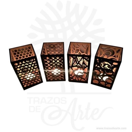 Luminaria Portavelas mini en madera MDF