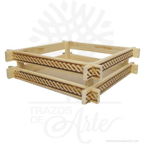 Canasto labrado 22 x 22 x 7 cm en crudo