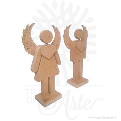 Figuras pareja de ángeles en madera MDF 18 mm