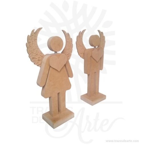 Figuras pareja de ángeles en madera MDF 18 mm
