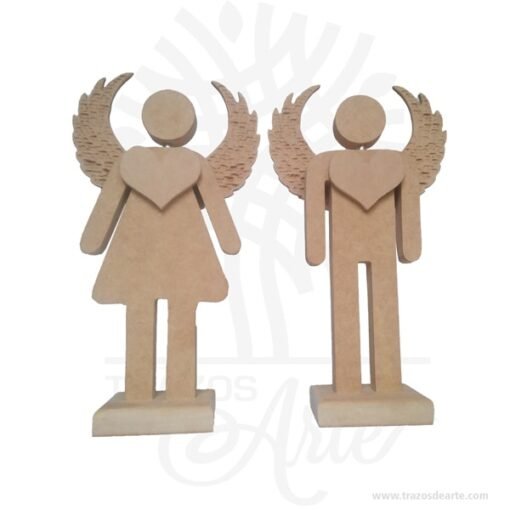 Figuras pareja de ángeles en madera MDF 18 mm