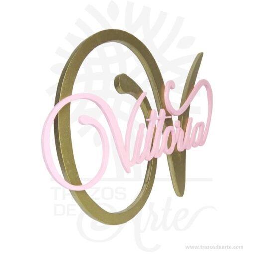 Letra inicial con nombre en MDF de 37 x 27 cm