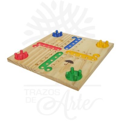 Juego de mesa parchis en madera de pino