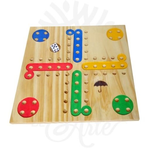 Juego de mesa parchis en madera de pino