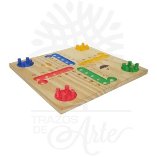 Juego de mesa parchis en madera de pino