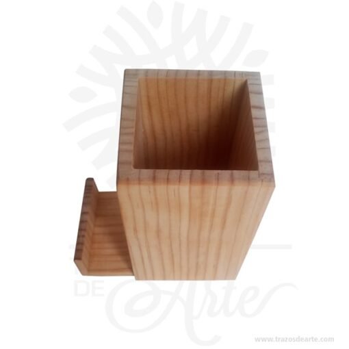 Portalápices tarjetero o soporte para teléfono móvil en madera de pino