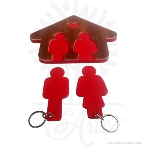 Portallaves Pareja en madera MDF
