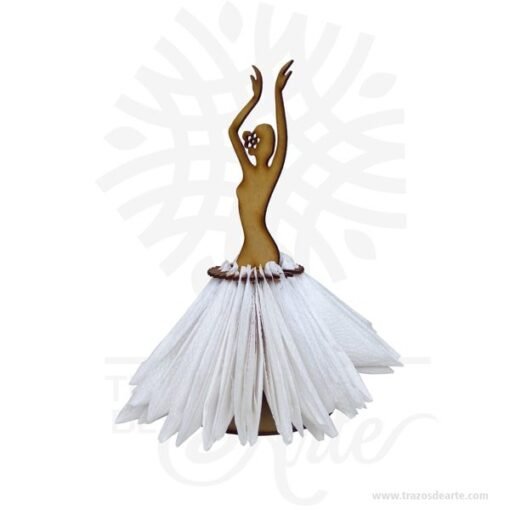 Servilletero artesanal bailarina en madera MDF