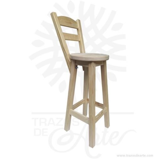 Taburete alto en madera de pino