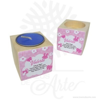 Cubos portavelas de madera de pino para personalizar Pack x 4