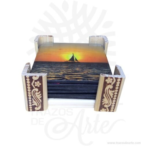Portavasos Personalizado con borde labrado