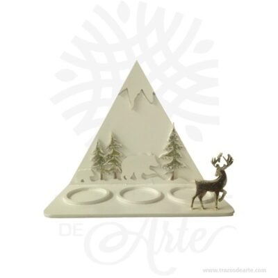 Soporte velas montaña navidad  blanco en MDF de 3 mm
