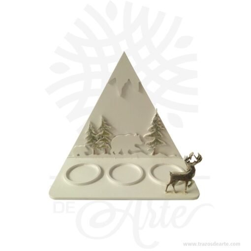 Soporte velas montaña navidad  blanco en MDF de 3 mm