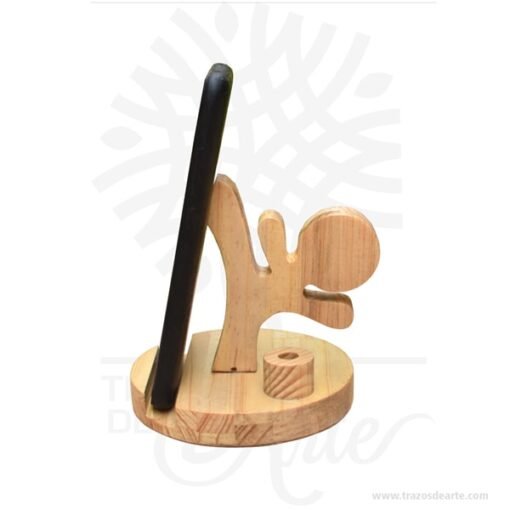 Soporte teléfono karate en madera