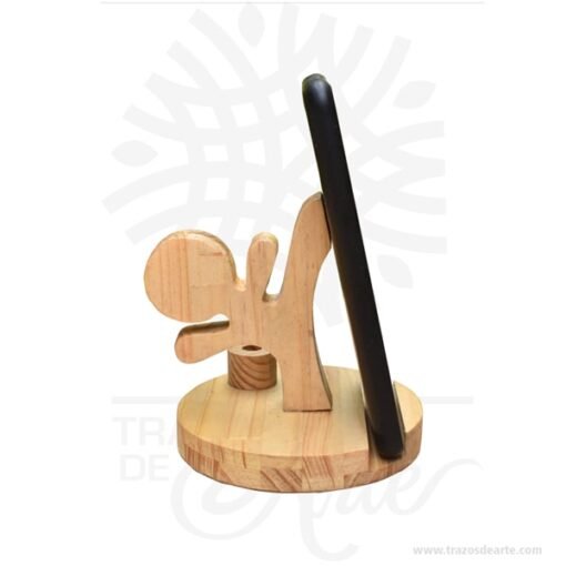 Soporte teléfono karate en madera