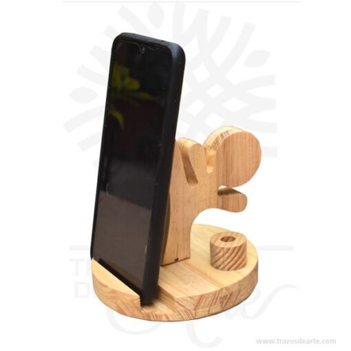 Soporte teléfono karate en madera
