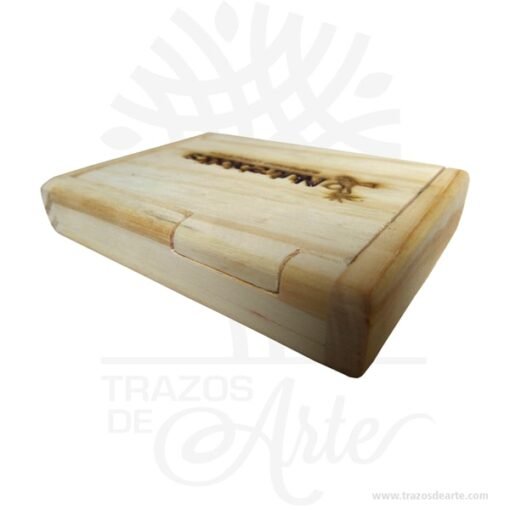 Caja tarjetero con pestaña en madera