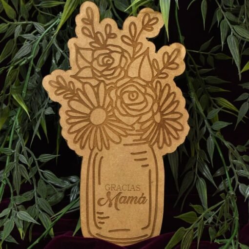 Trofeo de flores mamá en MDF de 3 mm