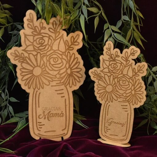 Trofeo de flores mamá en MDF de 3 mm